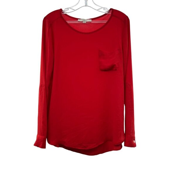 Express Women's Long Sleeve Top Red Size Medium Pocket - Picture 1 of 9